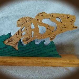 Hand-crafted bass jigsaw puzzle.